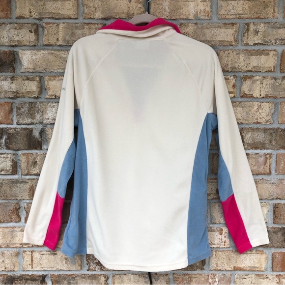Columbia Fleece Pullover Colorblock Blue Pink 1/2 Zip Light Weight Size L - Picture 2 of 7
